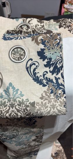 Damask Print Grommet Top Curtain Panels