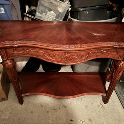 Entry Wood Table With Mirror Foyer 