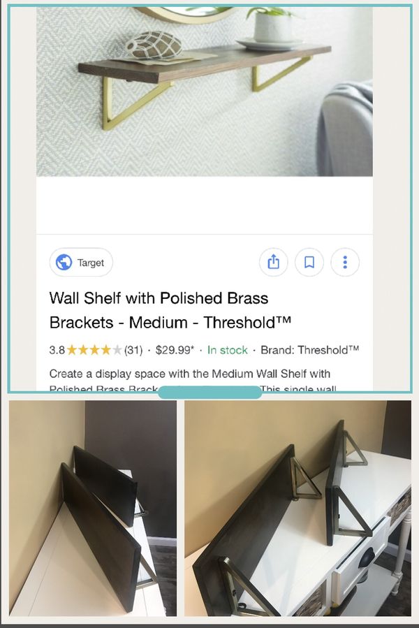 New Wall Shelves With Polished Brass Brackets Medium Open In The Appcontinue To Mobile Website