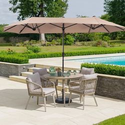 New 13ft Rectangle Patio Umbrellas, Large Outdoor Umbrella with Crank, Powerful UV Protection, Outdoor Patio Table Umbrella for Backyard,  New in box 