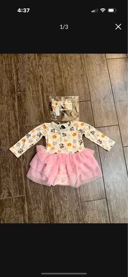 NWT pumpkin skull dress and bow