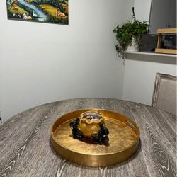 Elegant Round Pedestal Dining Table – Rustic Gray (47”) 