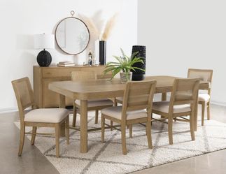 Dining set 7 pc Sand Wash finish, Solid wood, Handwoven cane back rest chairs. New Especial price 
