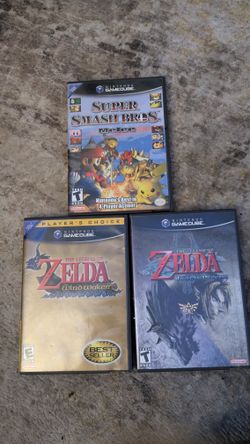GameCube Games Bundle (Zelda Windwaker, Zelda Twilight Princess, and Smash Bros Melee)