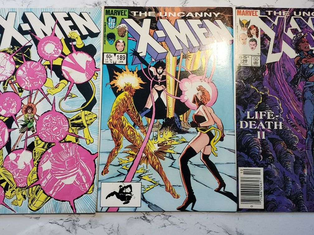 3 ISSUE LOT " THE UNCANNY X-MEN " 188, 189, 198 (1984-1985) FN/VF+ Marvel Comics