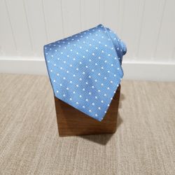 NWOT! BROOKS BROTHERS Mens 100% Silk Neck Tie (57"x3.25") Lt Blue w/ Polka Dots 