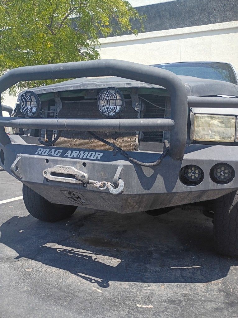 Road Armor Front Bumper With Smittybilt Winch And Kc Lights
