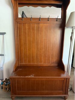 Wooden Hall Tree- Coat Rack Bench