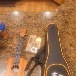 Donner Concert Ukulele For Beginners 23" Starter Bundle Kit With Gig Bag' Strap, Nylon String, Tuner, Picks, Cloth