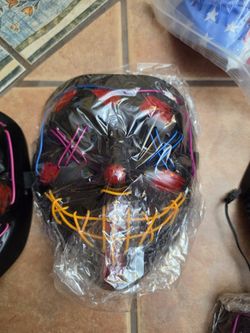LED Light Up Purge Mask - Green & Orange - Halloween