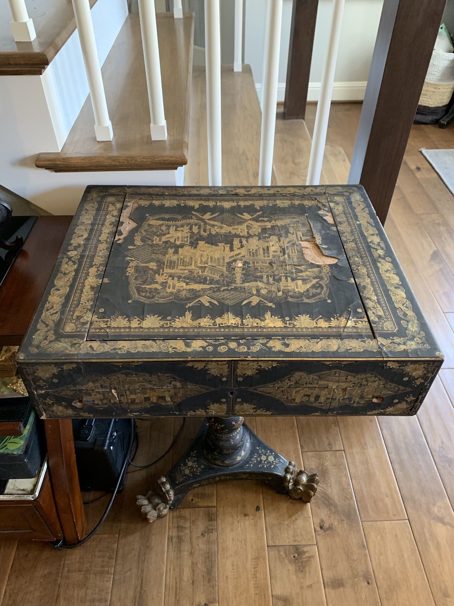 1830s Antique Chinese Export Lacquer Game Table