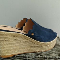 KATE SPADE  BLUE  TABBY ESPADRILLE WEDGE SANDALS SZ 9