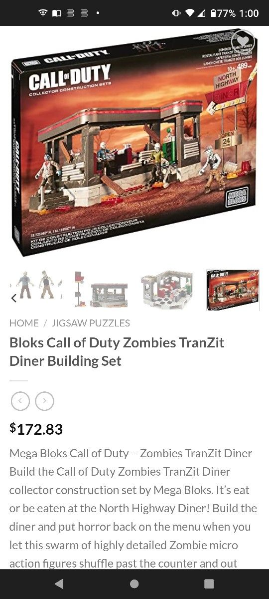 Call of Duty Zombies Tranzit Diner Building Set Mega Bloks