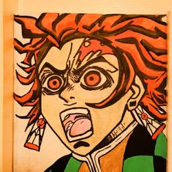 Tanjiro (Demon Slayer) Handmade Acrylic Painting 
