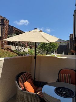 Solar Patio LED Lighted Umbrella and Base