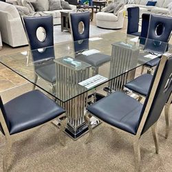 NEW 7pc Dining Room Table Chairs Kitchen Dinette SET *NO CREDIT NEEDED $1 Down