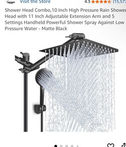 $25, Shower Head Combo, 10 Inch High Pressure Rain Shower Head with 11 Inch Adjustable Extension Arm and 5 Settings Handheld Powerful Shower Spray Aga