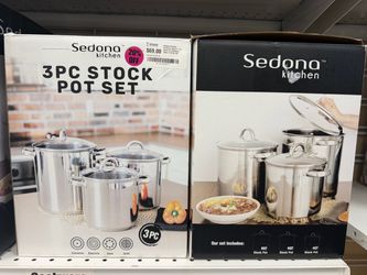 Sedona Kitchen 3-Piece Stainless Steel Stock Pot Set (4-qt, 6-qt, and 8-qt sizes)