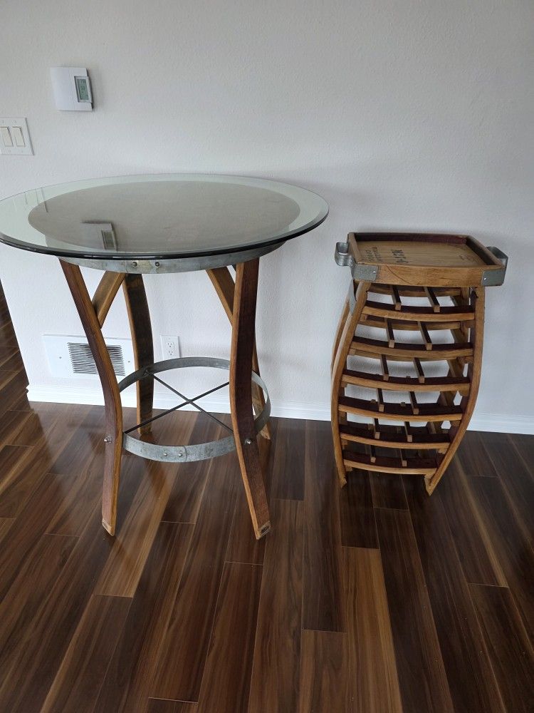 Wine Barrel Table And Wine Stand