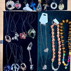 61 Pcs Glass Necklaces Rings Stainless Rings 