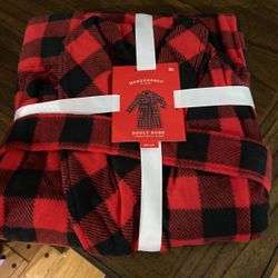 New  Christmas Red Buffalo Plaid Unisex Adult Robe XL