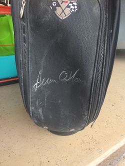 Black Leather Golf Bag with Signature