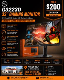 Dell G3223D 32" Class WQHD Gaming LCD Monitor, 16:9, Black