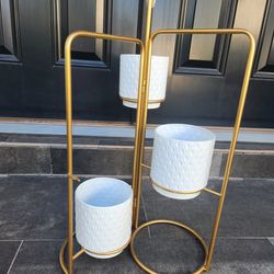 Small 3 Tier Planter White And Gold