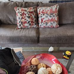 7ft Brown Chenile Sofa