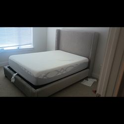 Queen size Vita Velvet Headboard and Ashley Chime Elite 2.0 Plush Memory Foam Mattress