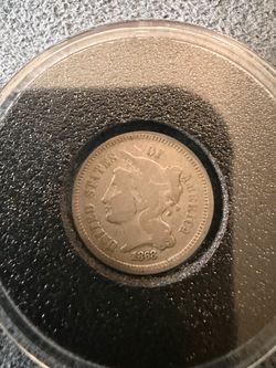 1868 US Three Cent Nickel Coin