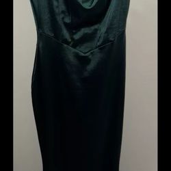 Windsor Satin Fitted Maxi Dress Hunter Green Sz Small