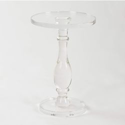 LIKENOW Acrylic End Table,Acrylic Side Table,Modern Nightstand with Clear Small Round Top and Solid Post for Living Room,Bedroom and Lobby 18.9x18.9x2