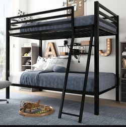 Black Metal Twin-Over-Twin Bunk Beds