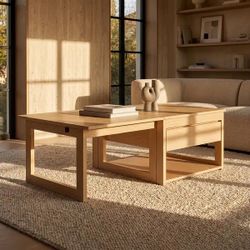 4-in-1 Transforming Coffee Table to Dining Table Tea Table, 47" Convertible Dining Table for 4-6 People, Space Saving Desk