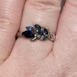 Sapphire Ring 925 Sz 7.75