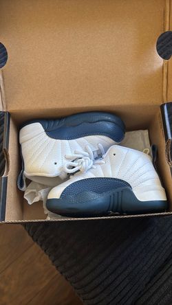 Air Jordan 12 Toddler Sneakers White Navy