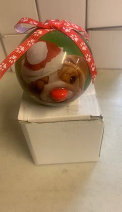 Blinking Bulldog Christmas Ornament Plastic And Comes With 3 Batteries