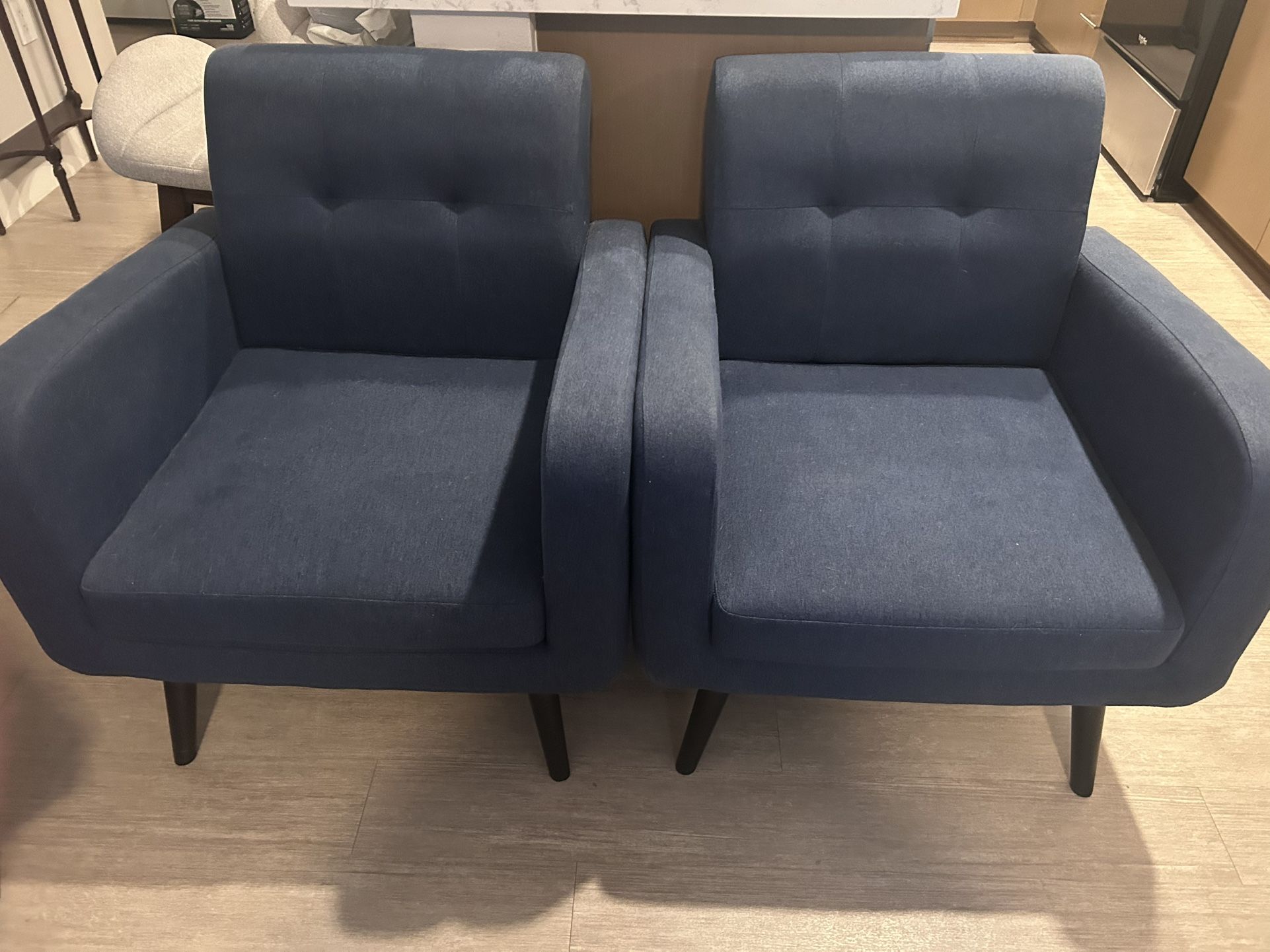 2 Navy Chairs Mid Century Modern/Contemporary