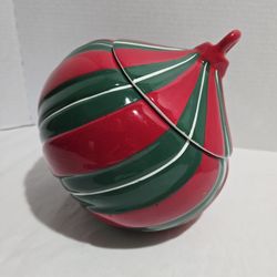 Ceramic Christmas Ornament Cookie Jar Real Home 8x8x8" Holiday Decoration
