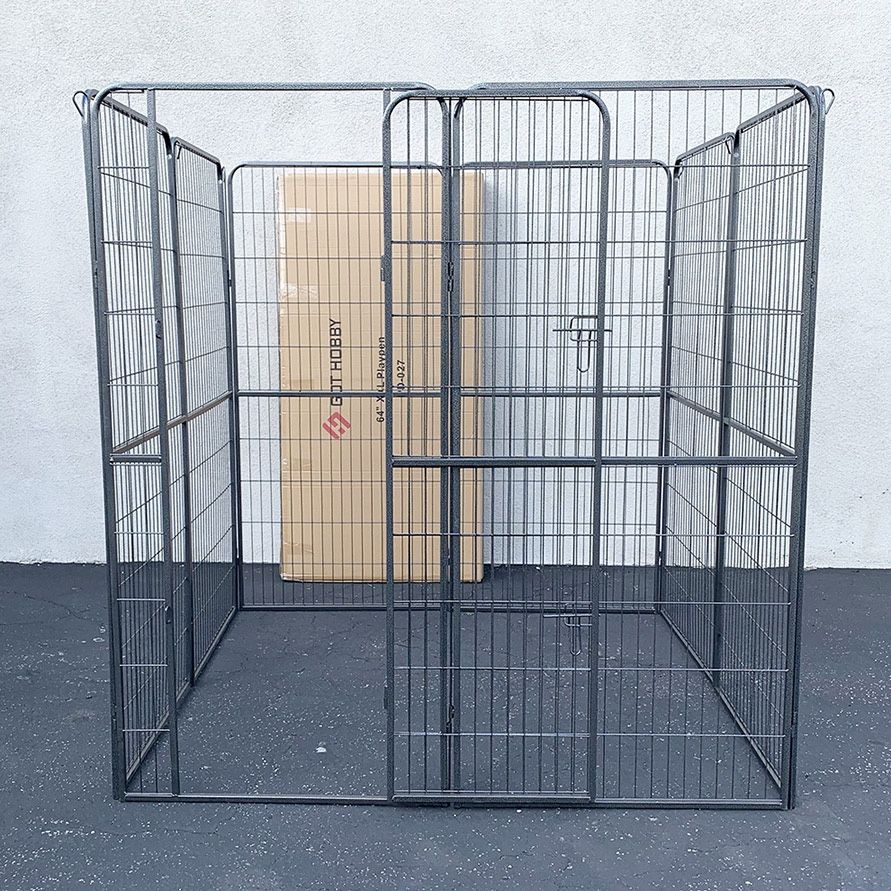 (NEW) $180 Dog 8 Panel Playpen Each Panel 64” Tall X 32” Wide Heavy Duty Pet Exercise Fence Crate Kennel Gate
