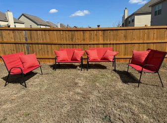 Red Outdoor Bench Set (3)