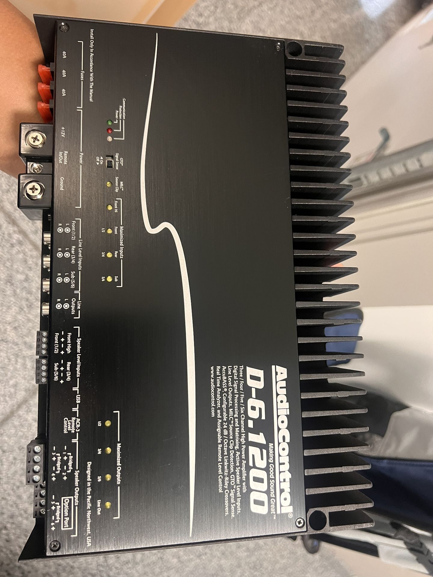 AudioControl D-6.1200 6-Channel Car Amplifier with Digital Signal Processing
