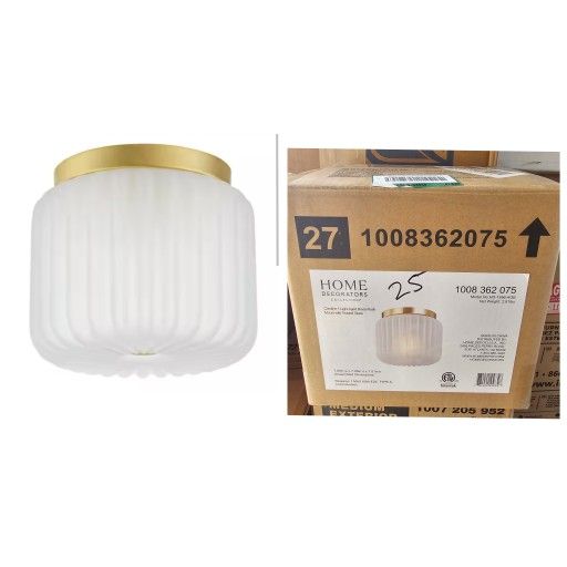 Home Decorators Collection
Caroline 1-Light Aged Brass Flush Mount with Frosted Glass