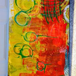 Original Abstract Painting Acrylic on Canvas *100.00* 54" x 27" Home Decor Artwork