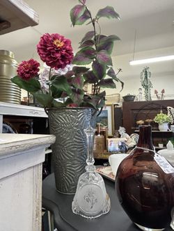 Galvanized Vase with Lots of Floral Decor Included