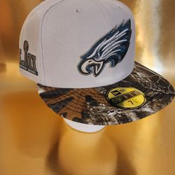 Philadelphia Eagles New Era Super Bowl LII Patch Real Tree Size 7 3/8 Fitted Hat