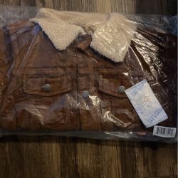 New Brown Sherpa Jean Jacket Size 10-12y(L)