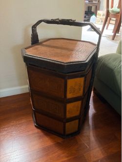 🧺Antique Chinese Bamboo and Rattan 3-Tier Wedding Basket. Pls. read description 😉