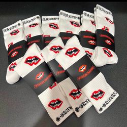 White chrome heart socks in bulk